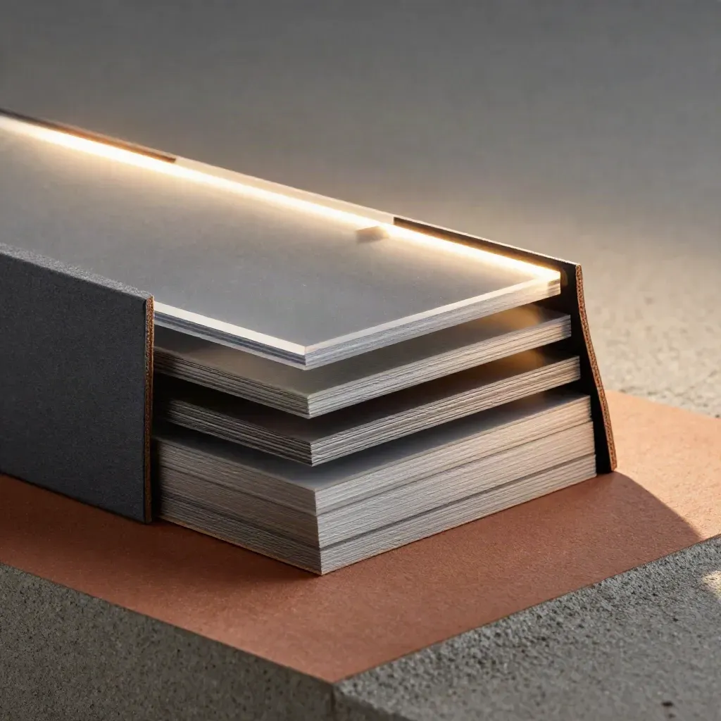 Brushed-metal tabs and acetate sheets stacked in a supplier scorecard set.